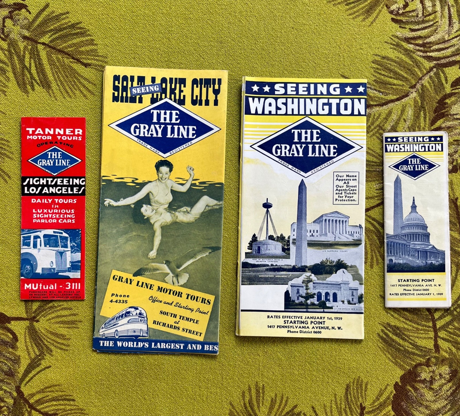 LOT THE GRAY LINE BUS TRAVEL BROCHURES WASHINGTON SALT LAKE CITY LOS ANGELES