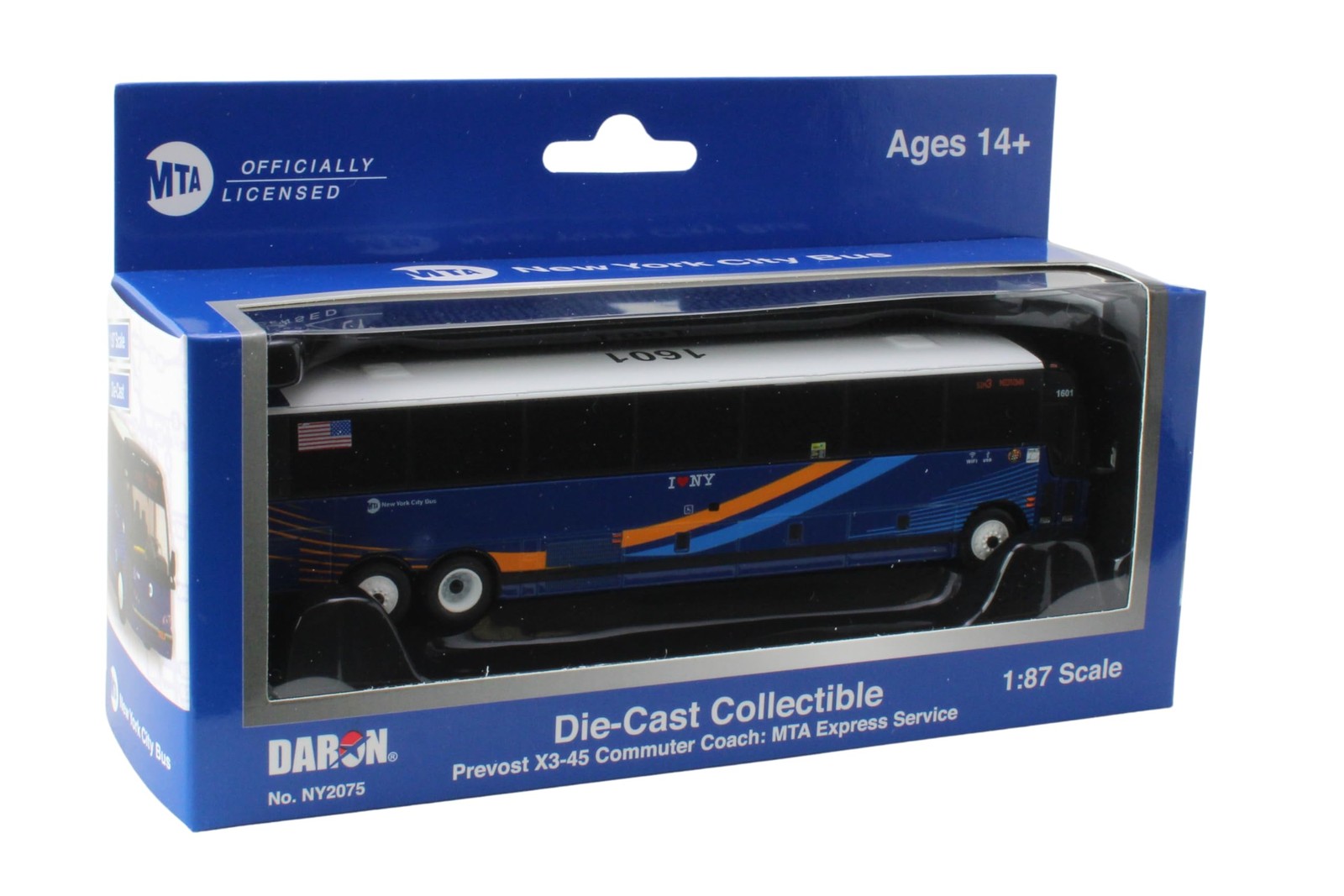 Daron Prevost X3-45 Commuter Coach Mta Express Service Bus Die-Cast Metal 1/87