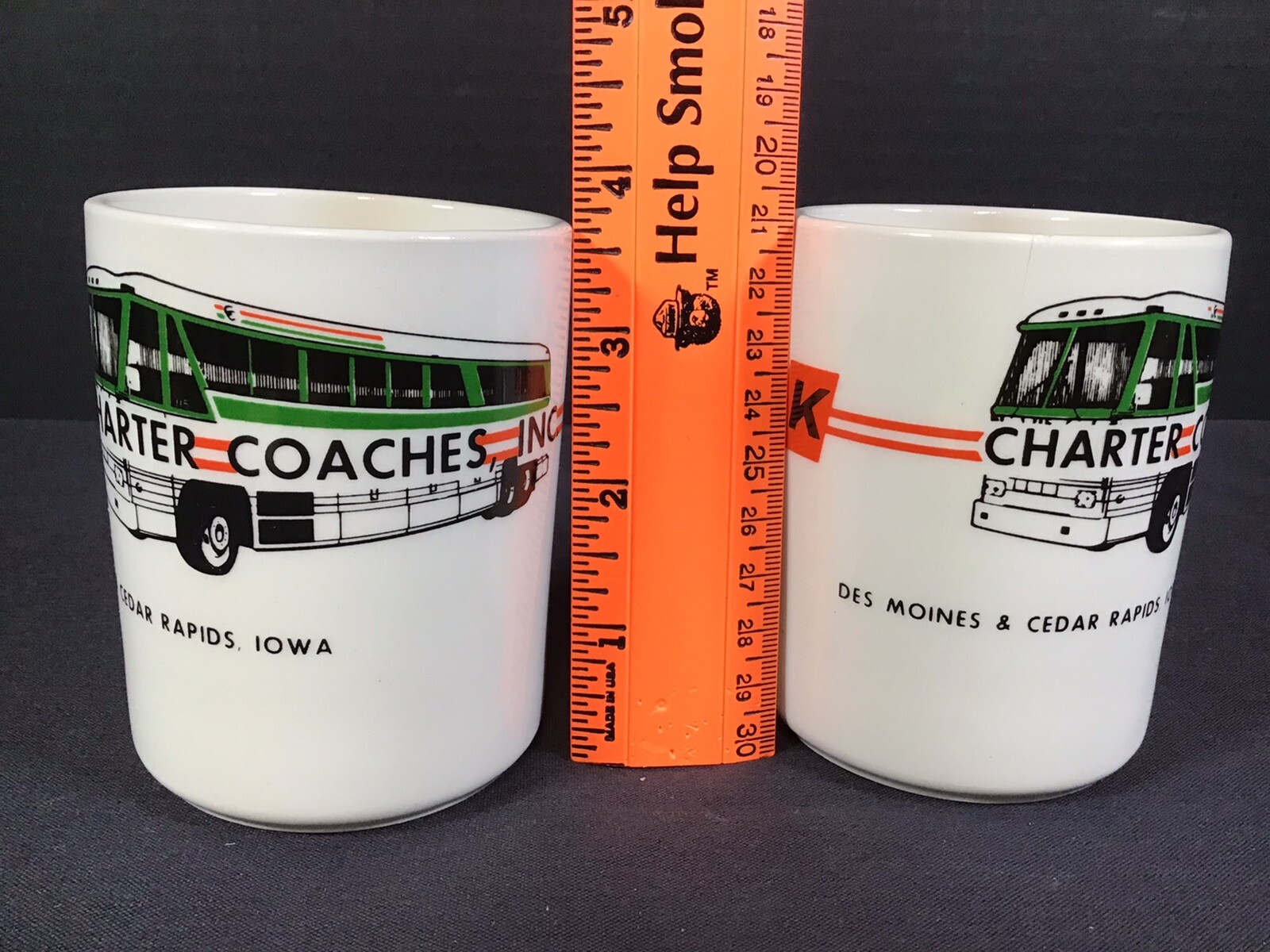 RFK Charter Coaches Inc Bus Ceramic Coffee Mug Cup Lot Of 2 Cedar Rapids Iowa