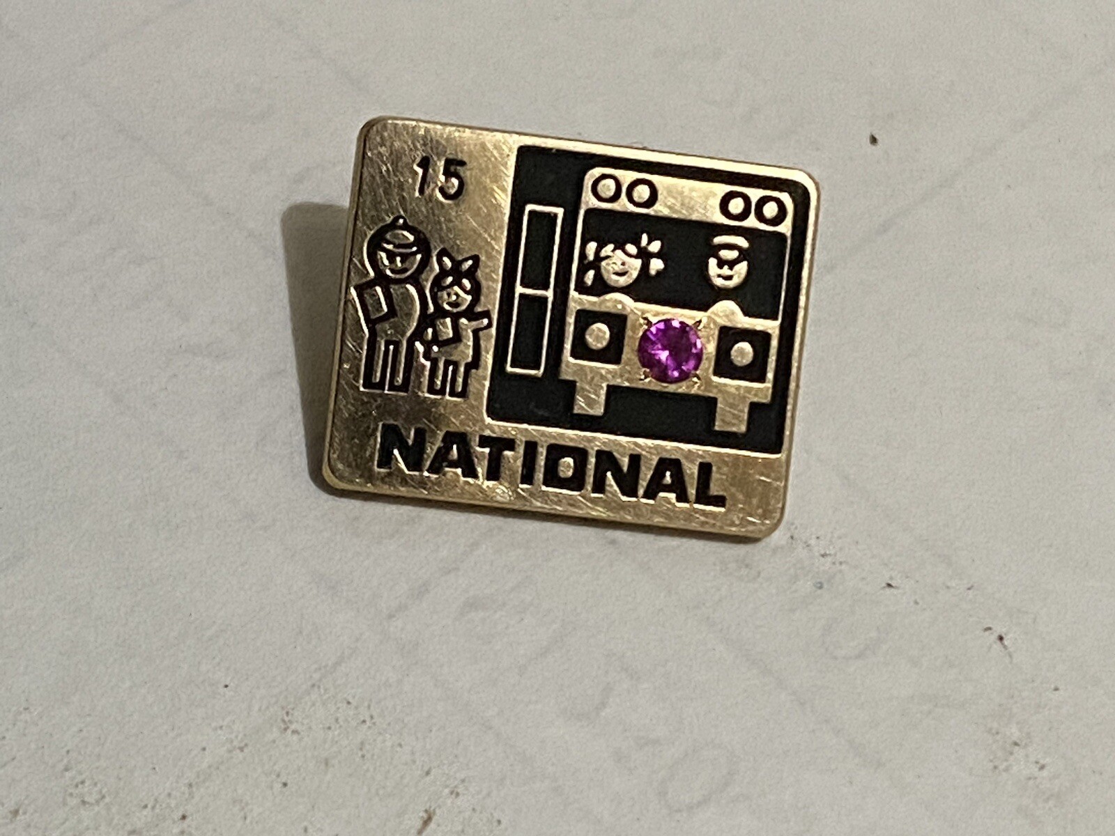 Vtg National School Bus 15 Year Pin Ruby 1/10 10k Gold Terryberry
