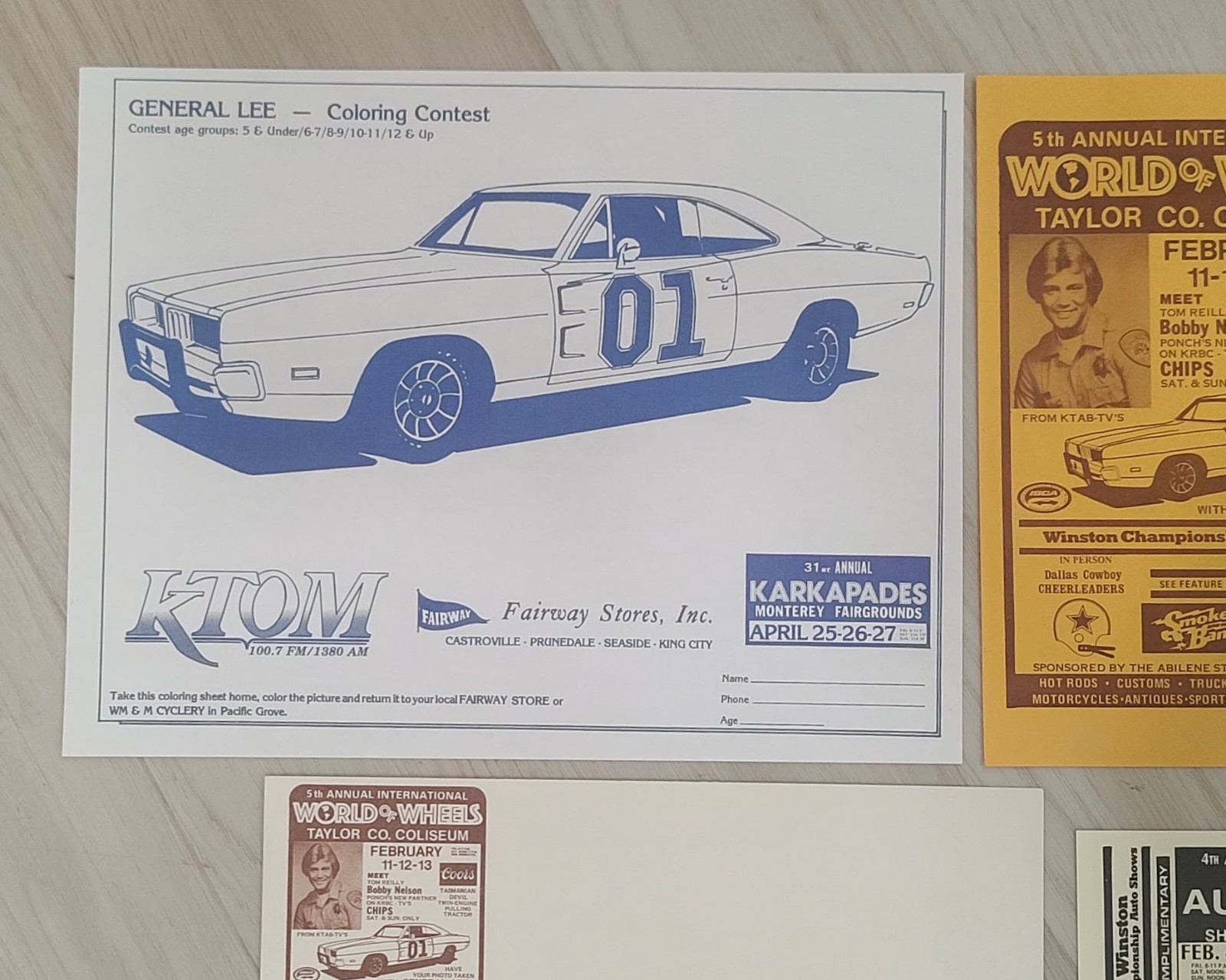 Dukes of Hazzad Vtg 80s AUTORAMA Auto Show Ticket WORLD OF WHEELS Hot Rod Event