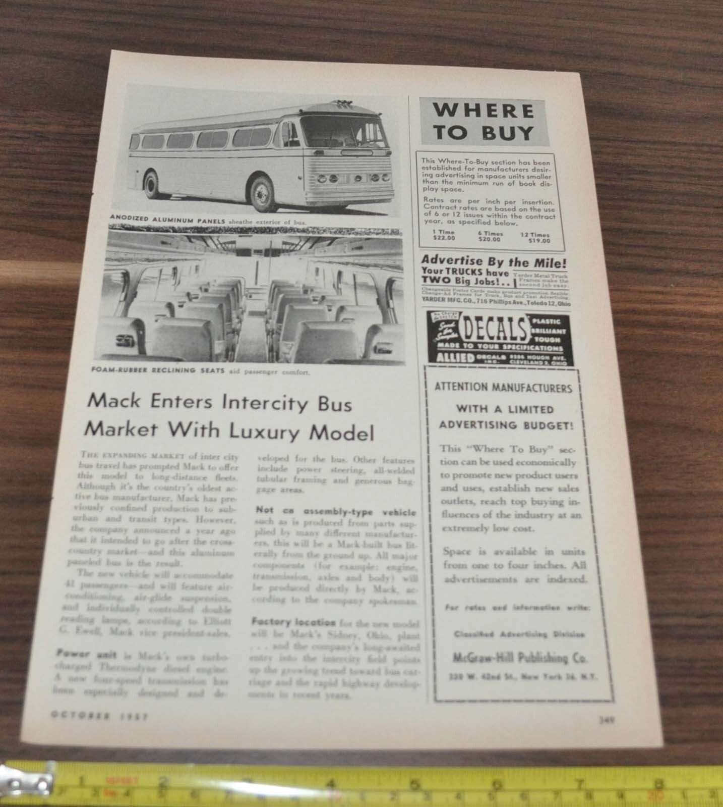 1957 Mack Intercity Bus Article Beck