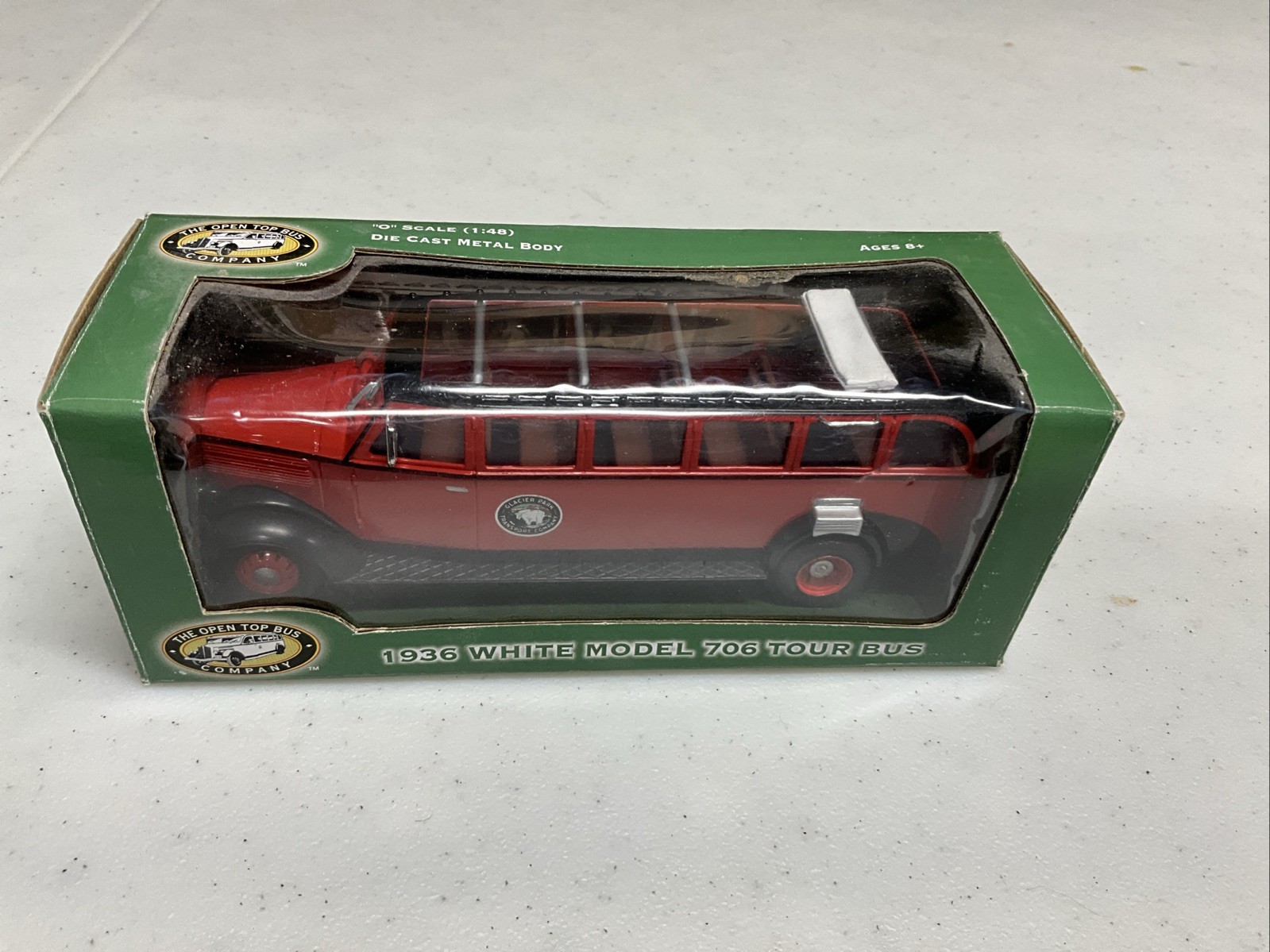 Bus Company Open Top Red and White Model 706 Tour Bus 1936 O Scale 1:48