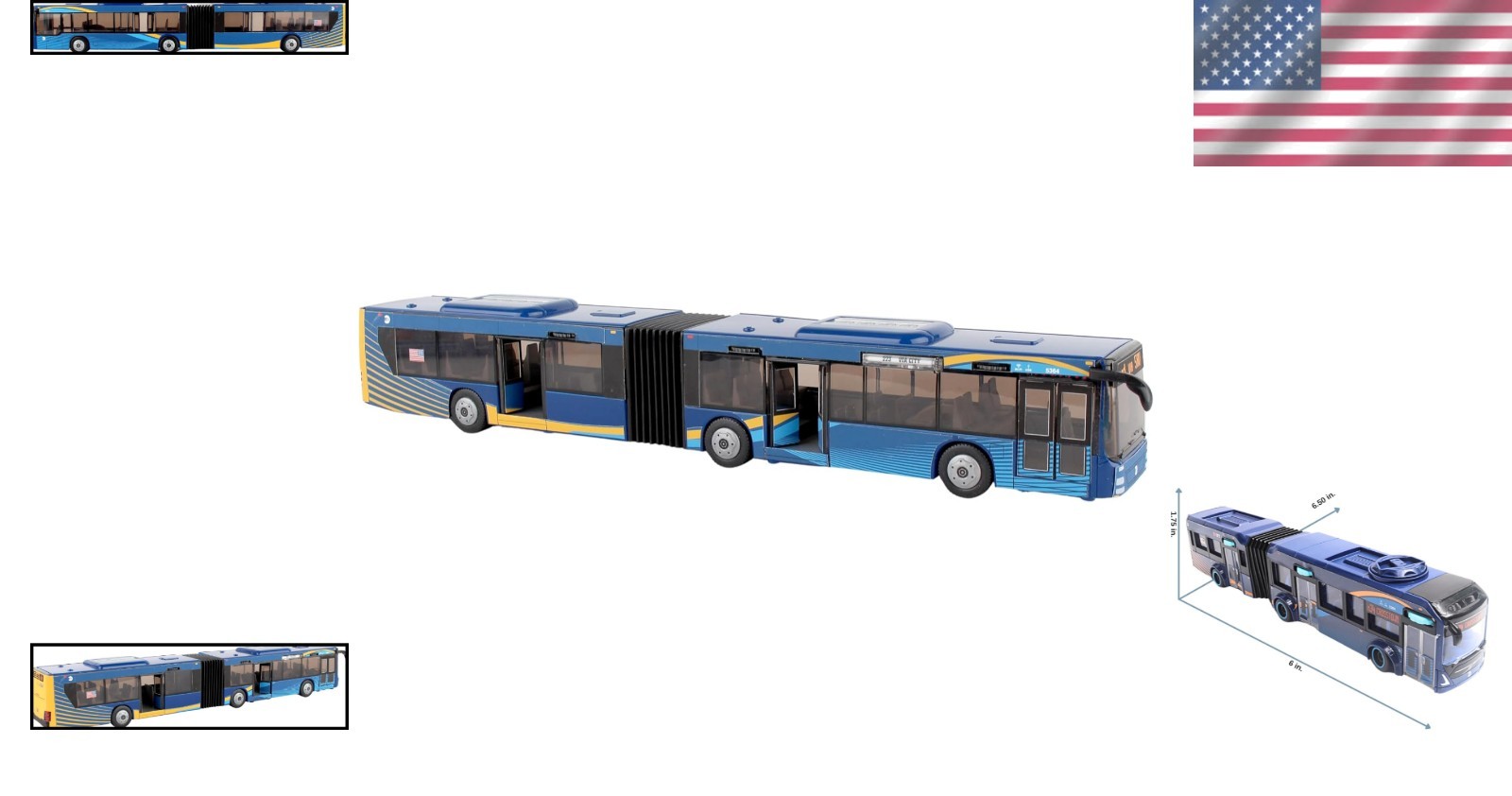 MTA Licensed 16” Blue & Brown Articulated Bus Toy – Perfect for Collectors
