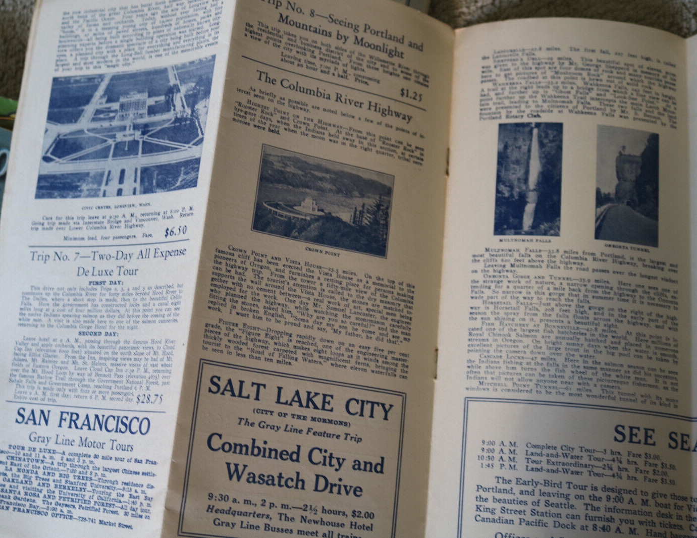 Gray Line Motor Tours – Seeing Portland & Seeing Seattle – 2 items from 1920s