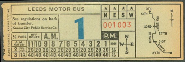 Kansas City Public Service Leeds Motor Bus transfer