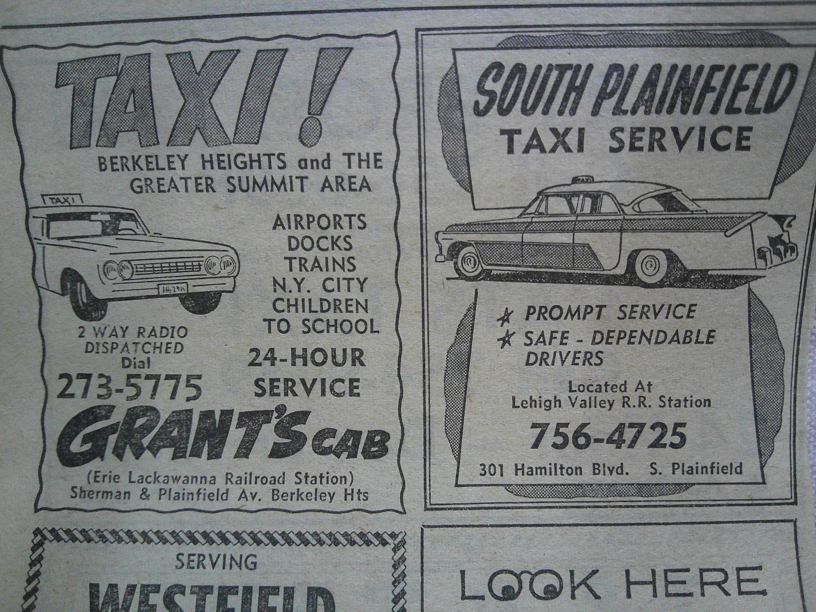 Vintage AD New Jersey Taxi Cab 1972 drivers westfield plainfield 1970s (4) lot