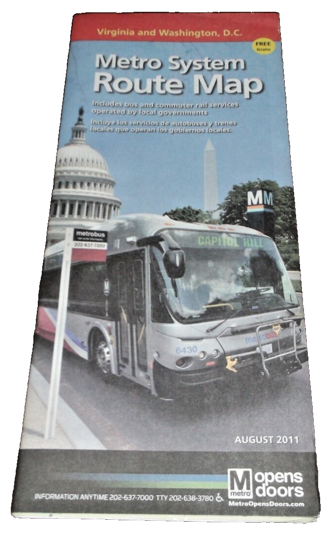 AUGUST 2011 WASHINGTON METRO SYSTEM ROUTE MAP