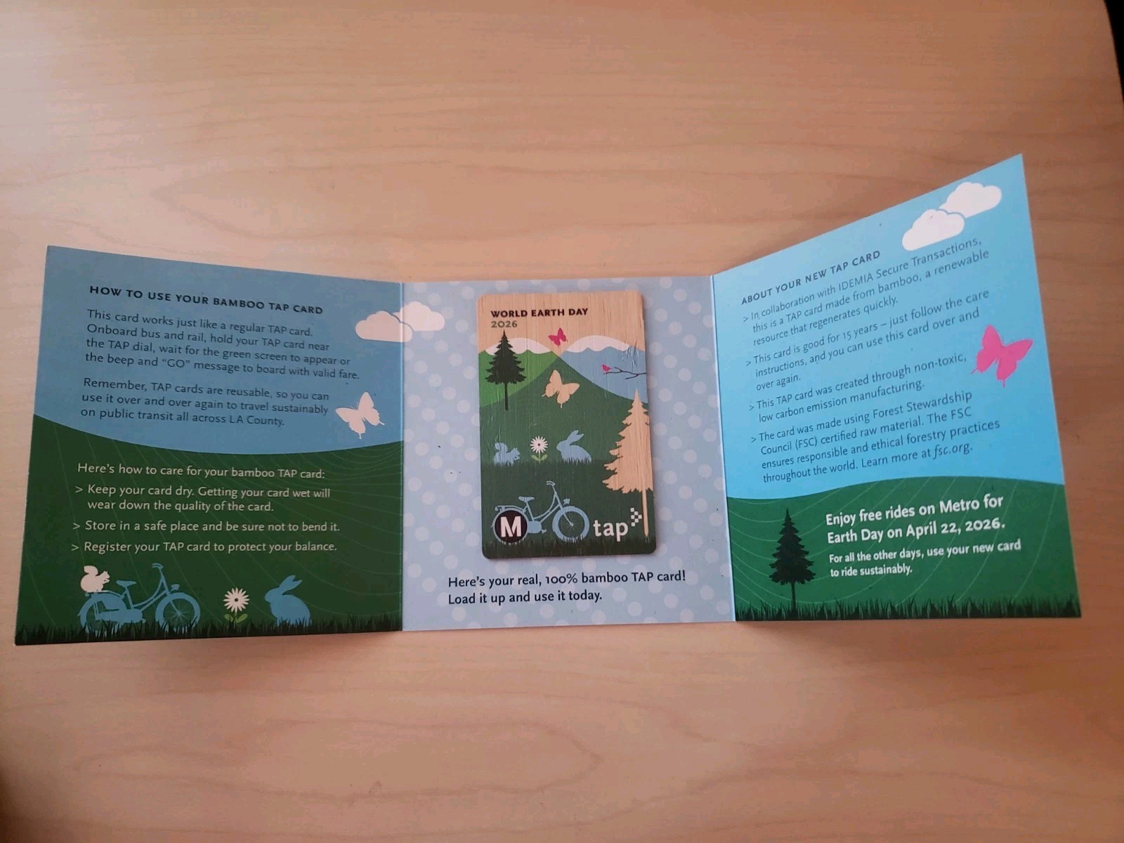 Los Angeles Metro World Earth Day 2026 (Bamboo) Tap Card Bus with Pamphlet