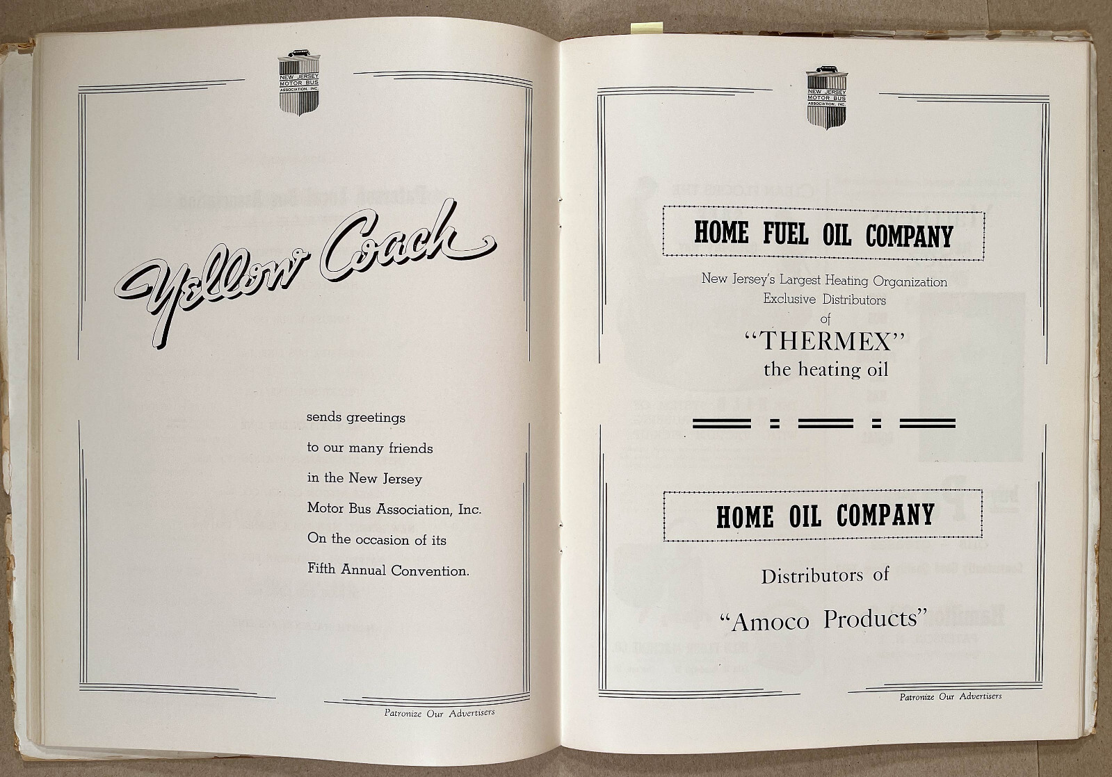 Rare 1940 NEW JERSEY MOTOR BUS ASSN. Convention Souvenir Program Book w/Ads