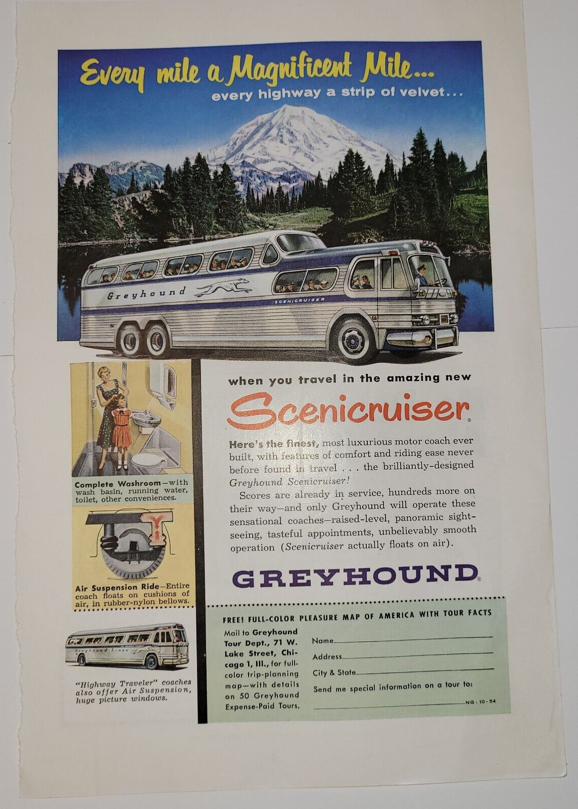 Greyhound Bus Print Ad Advertising 7″ x 10″ National Geographic Magazine
