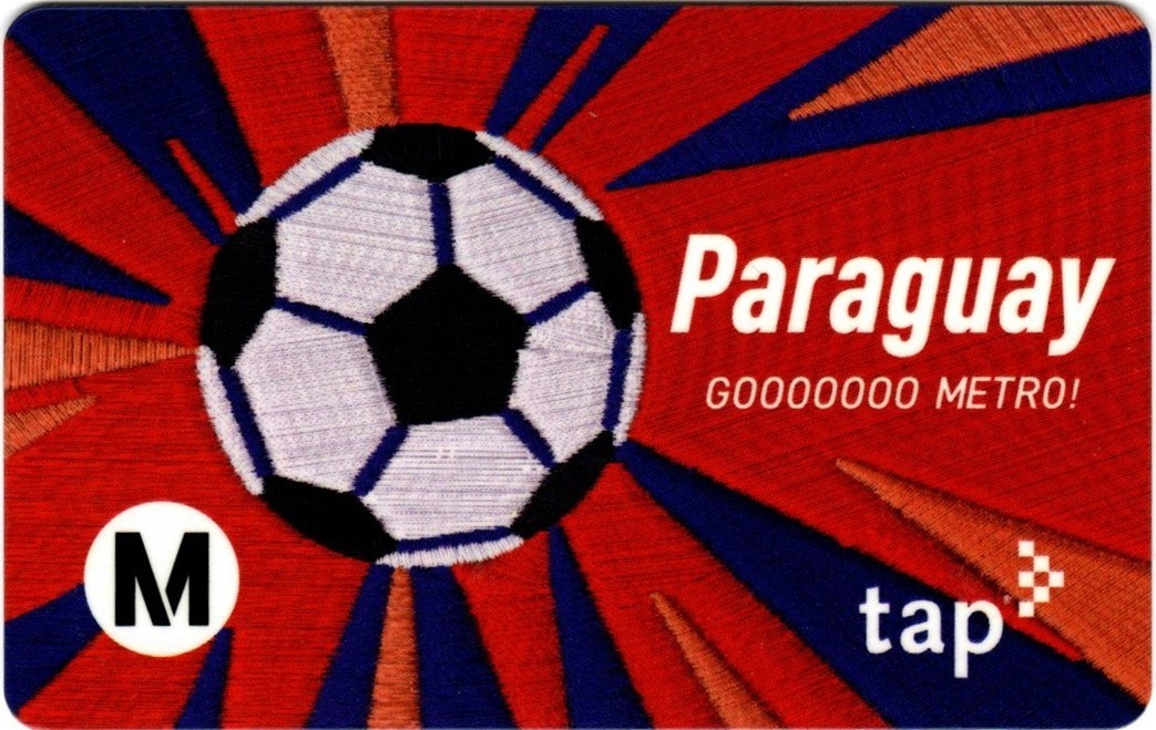 Metro TAP Card FIFA World Cup 2026 PARAGUAY Bus Subway Train Transit Fare Card
