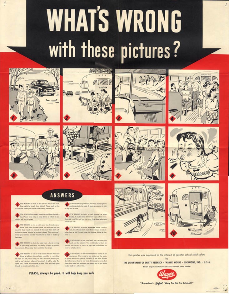 Wayne School Bus Safety: What’s Wrong With These Pictures? poster 1950s