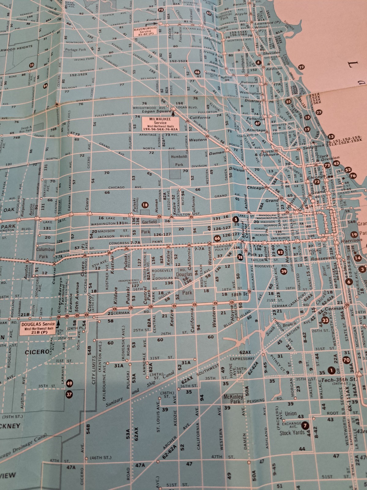 Vintage 1965 Chicago Transit Map CTA Bus L El