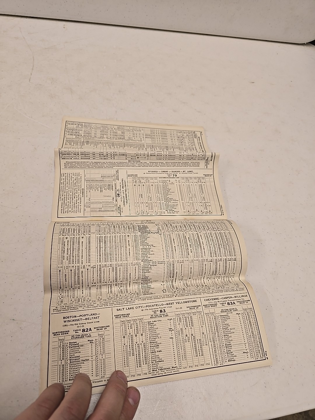Vintage Greyhound Bus Lines Advertising 1938 Fall Time Table