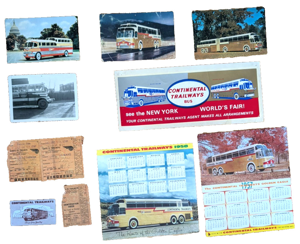 Excellent 1940’s, 50’s Continental Trailways Bus Memorabilia