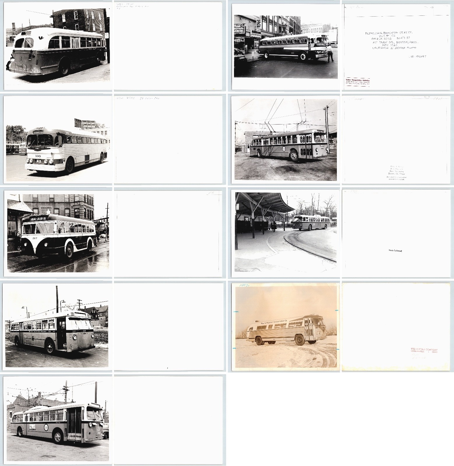 B12 Lot of 9 8×10 BUS photos Plymouth & Brockton C.R.&L. charles river BOSTON