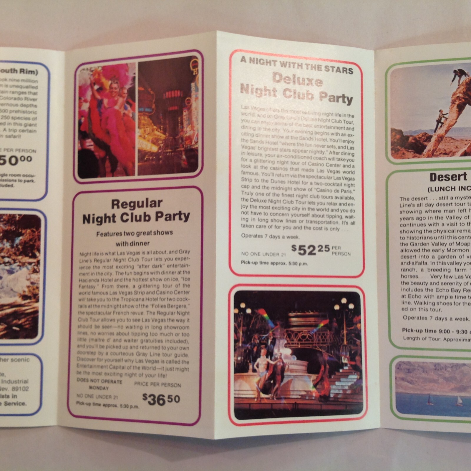 Vintage The Gray Line Sightseeing Tours Color Brochure Las Vegas Nevada Bus Tour