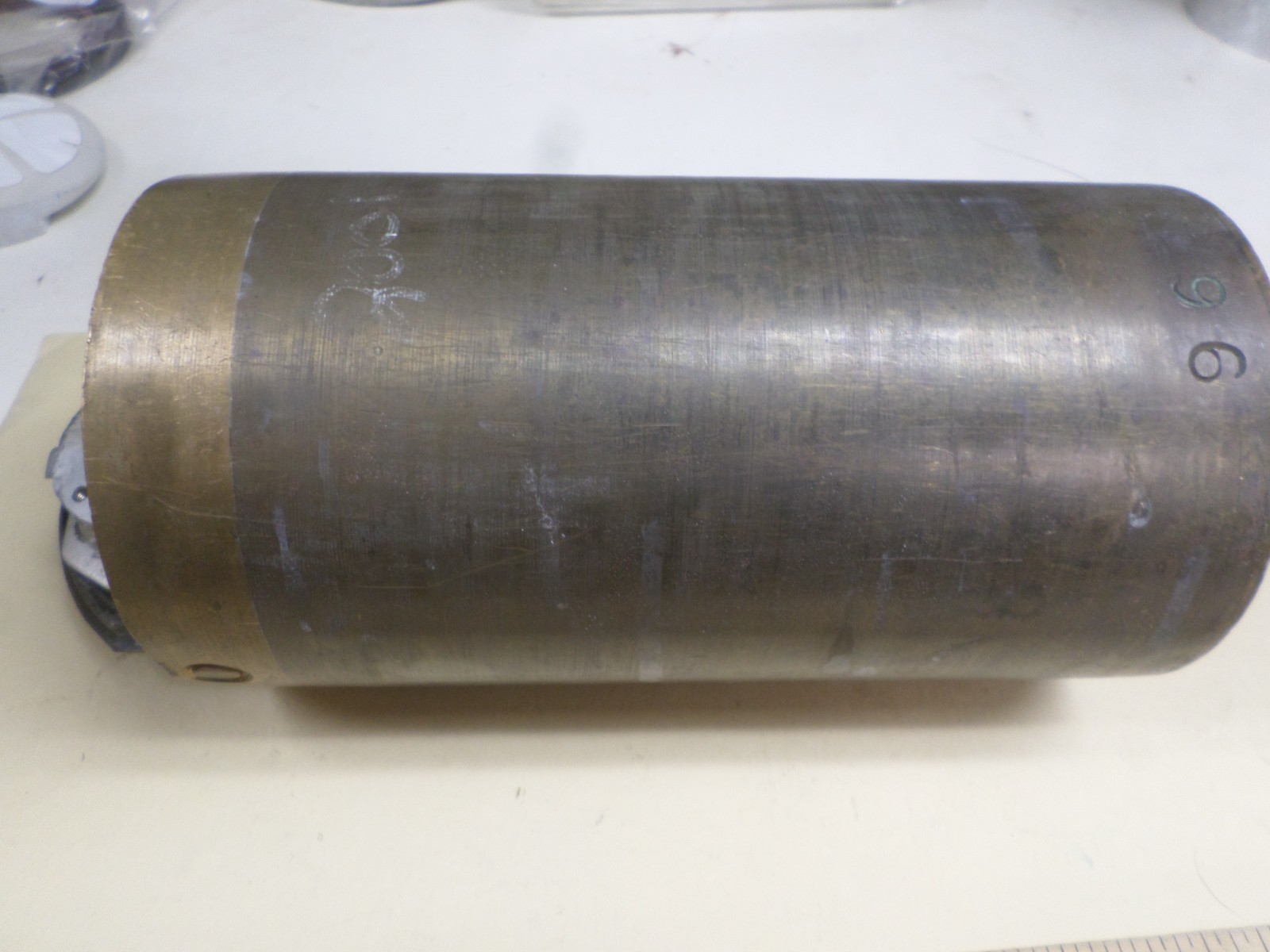 Vintage Diamond Mfg Brass Fare Box Money Vault Cylindrical 9″ X 4-3/4″ #96 DART