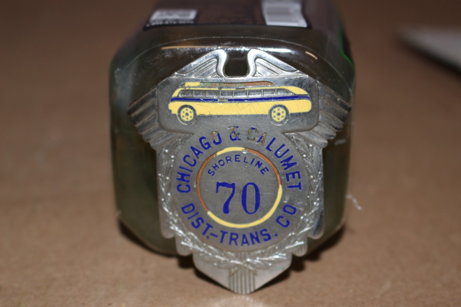 Vintage 1940’s Chicago Calumet Shore Line Bus Drivers Cap Hat Metal Badge Sign