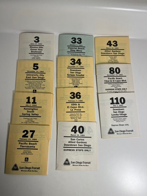 San Diego Transit 1983-1984-1985 Bus Schedules