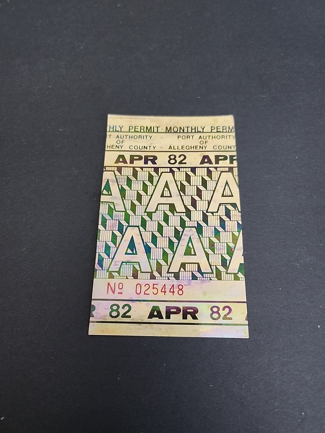Vtg PAT Bus / Streetcar Monthly Pass Port Authority Allegheny County Rare 1982