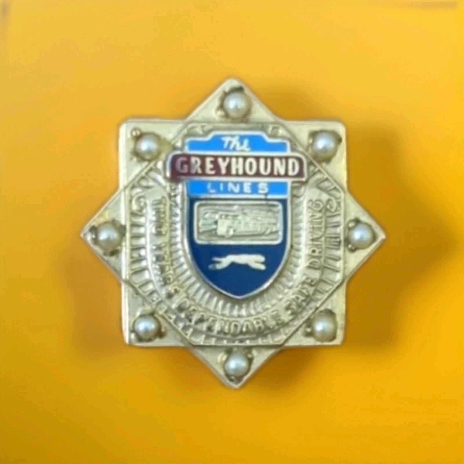 GREYHOUND Bus 2 Year Dependable Driver Award Pin Badge 8 pearls