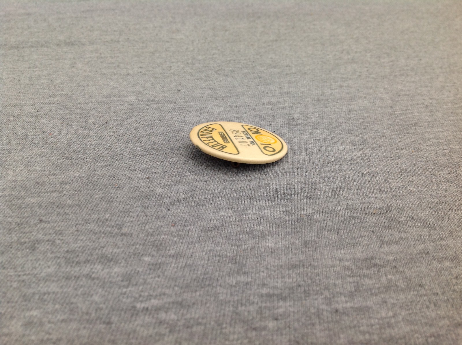 Vintage Ohio Registered Chauffeur Pinback Button with Serial Number