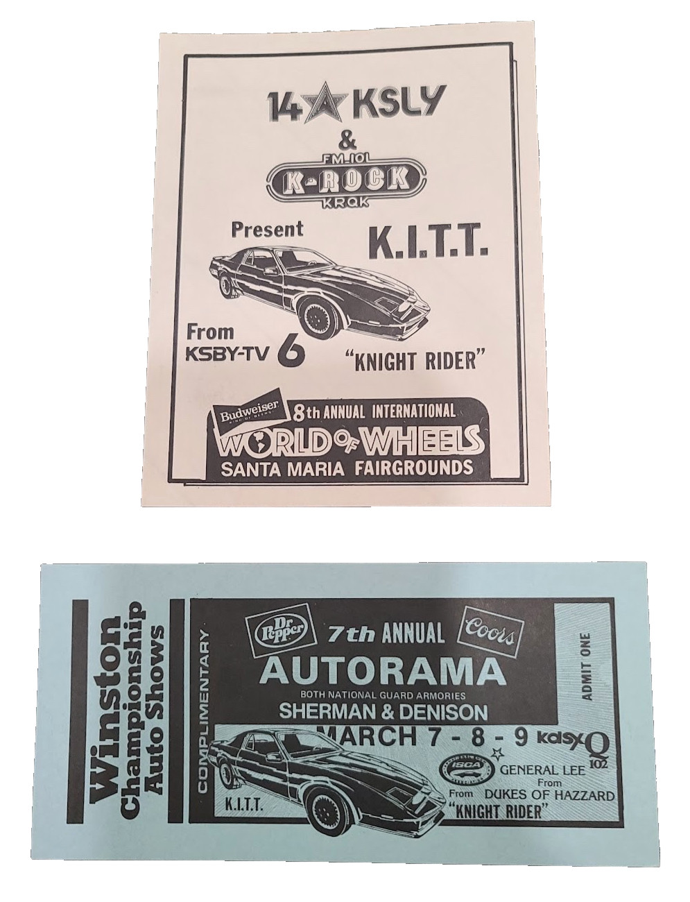 Vtg 80s KINGHT RIDER + TICKET Car Show Sticker Hotrod World of Wheels