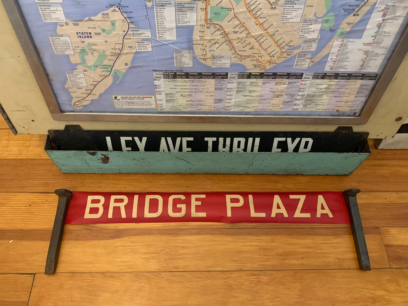 1958 BROOKLYN NY NYC BUS ROLL SIGN BRIDGE PLAZA WILLIAMSBURG BKLYN NEW YORK ART
