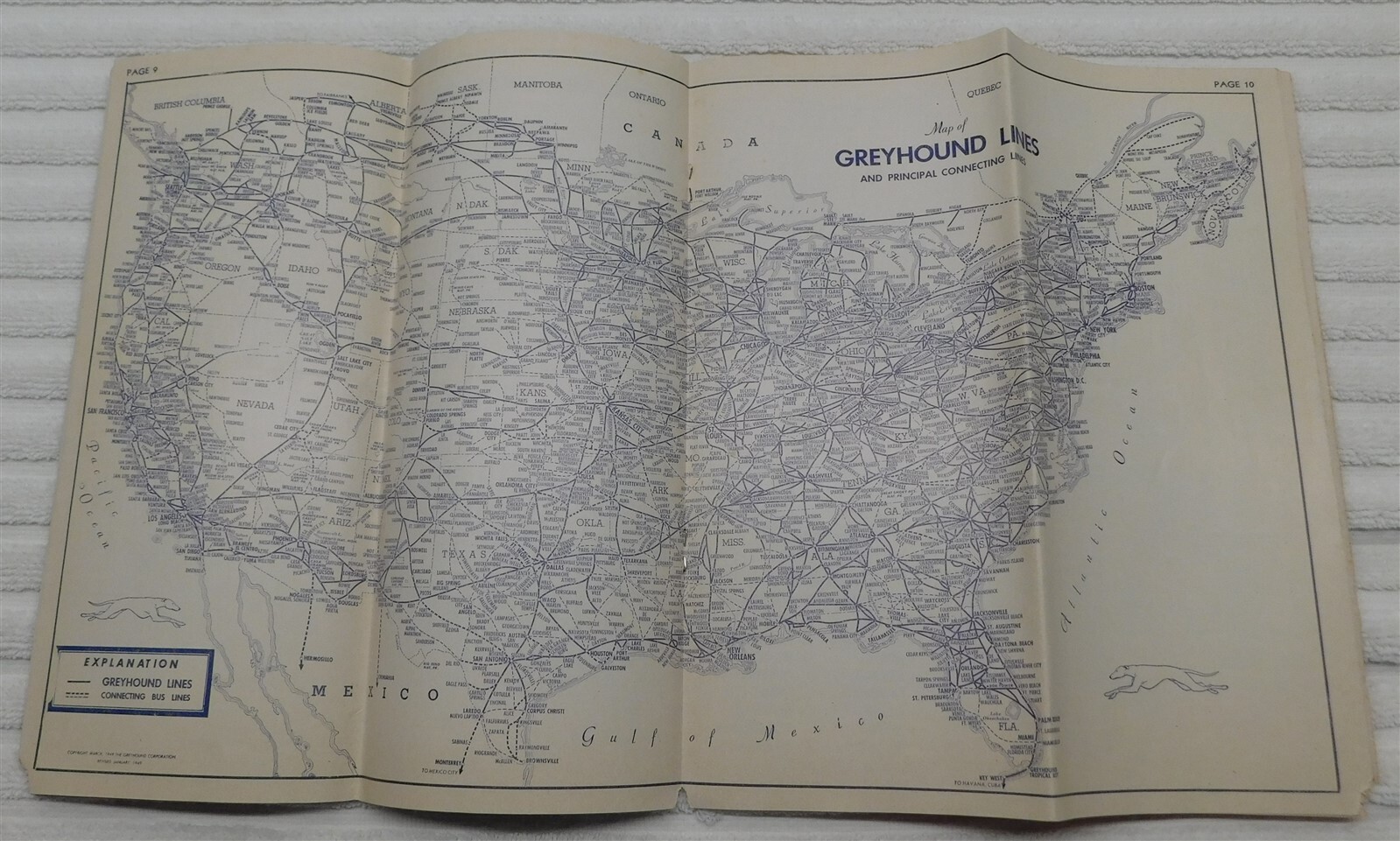 1952 Dixie Greyhound Bus Time Table Mid Atlantic Locations See Photos