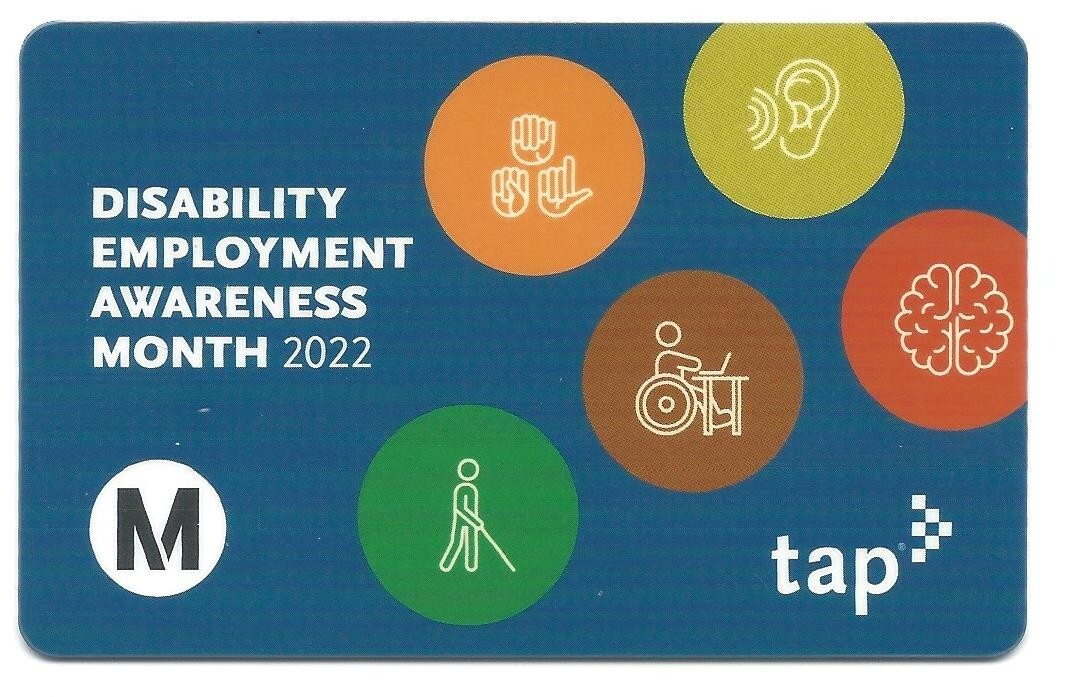 NEW Active Disability Employment Awareness 22 Los Angeles Metro LA TAP Fare Card
