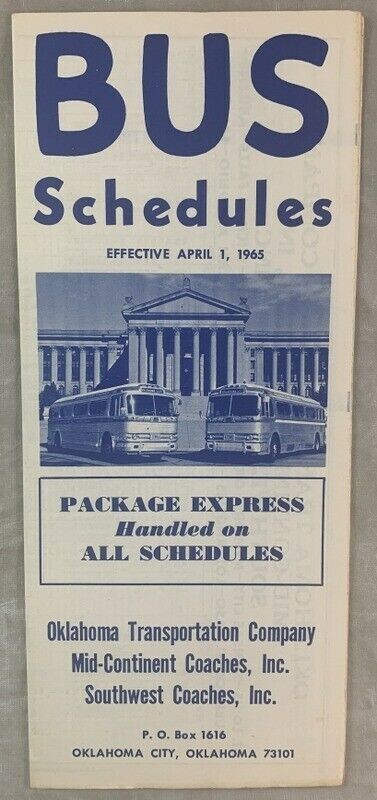 (Lot of 10) Original 1960s Bus Coach Timetables Oklahoma MKO Lines OT MC SWC