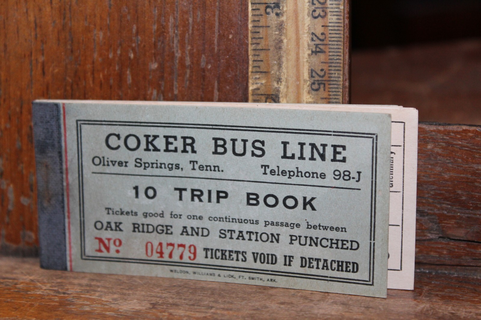 Vintage Coker Bus Line Ticket Book Oliver Springs Tennessee Oak Ridge 12 Tickets