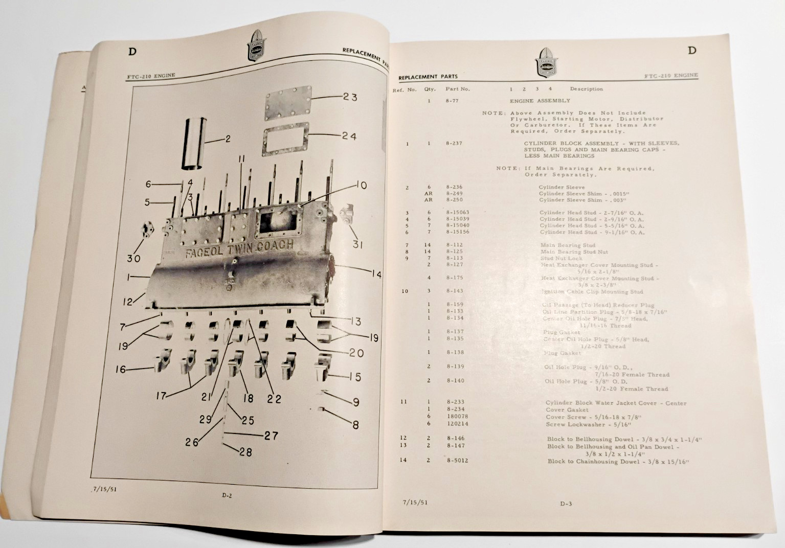 Fageol (Twin Coach) F-32-F Bus Manual – For Restoration or RV Conversion – RARE!