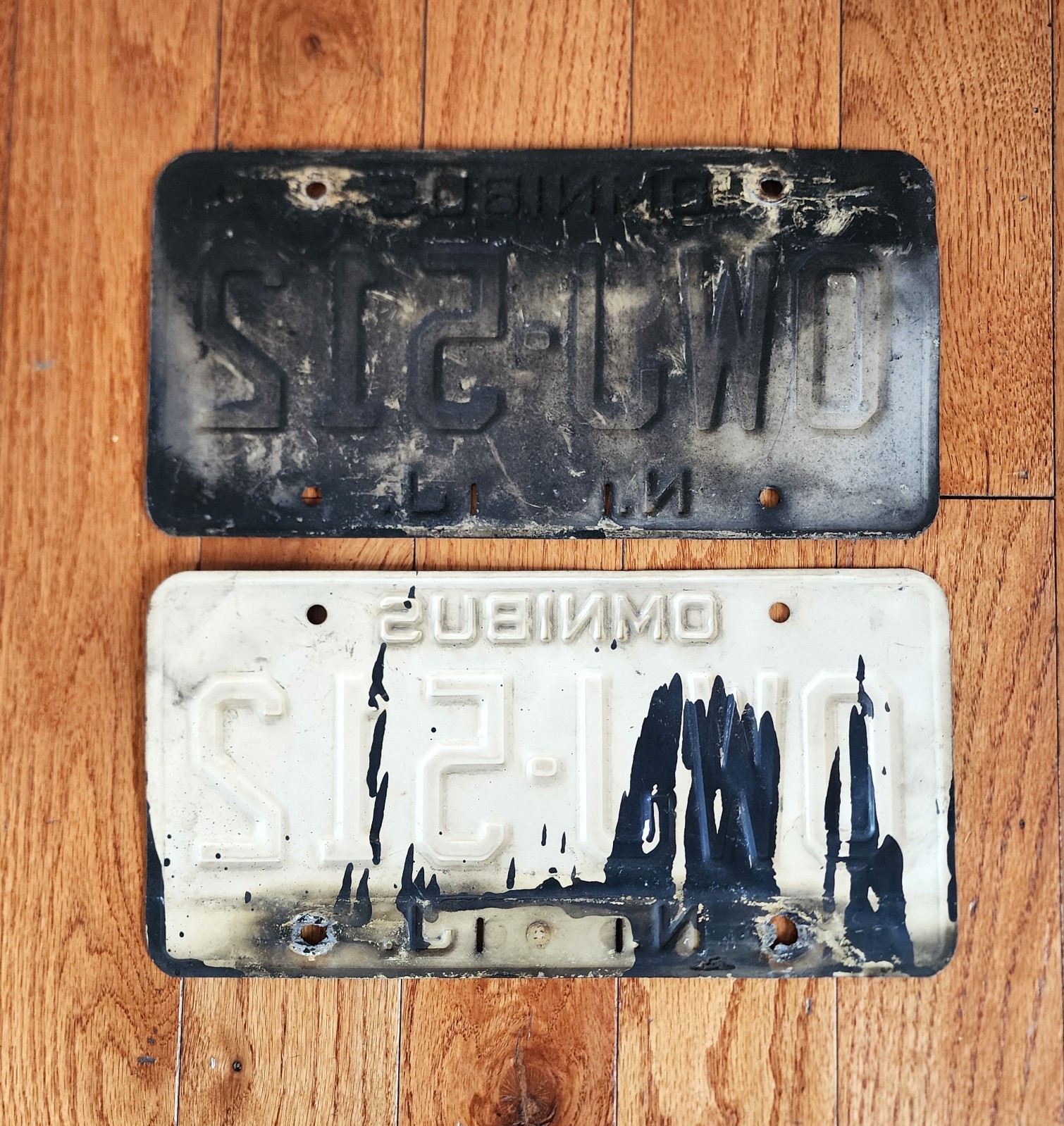 VINTAGE NEW JERSEY OMNIBUS BUS LICENSE PLATE OWJ-512 NJ – ONE PAIR