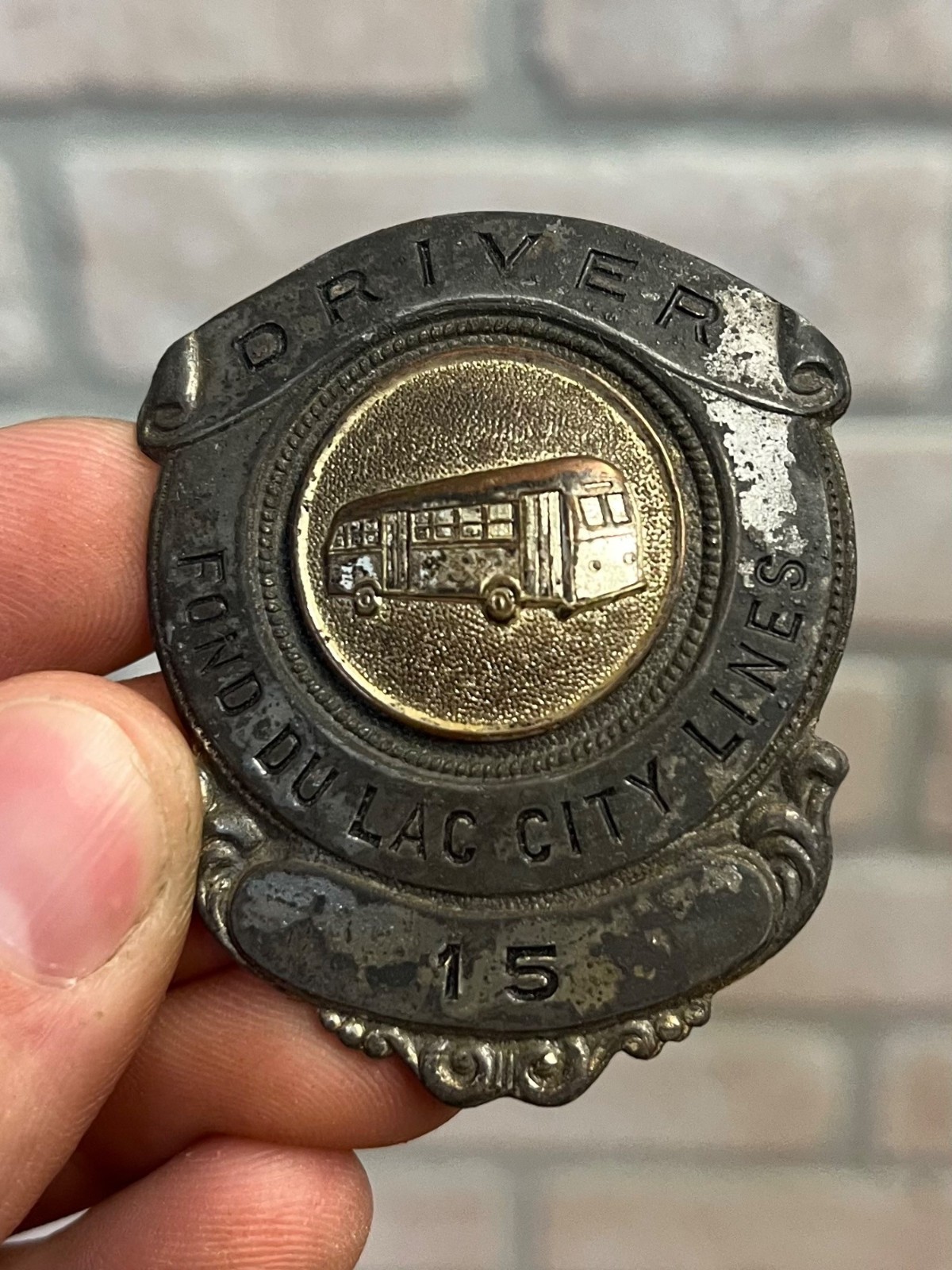 RARE Vintage 1930s Fond du Lac City Lines Bus Driver Hat Badge Wis WI
