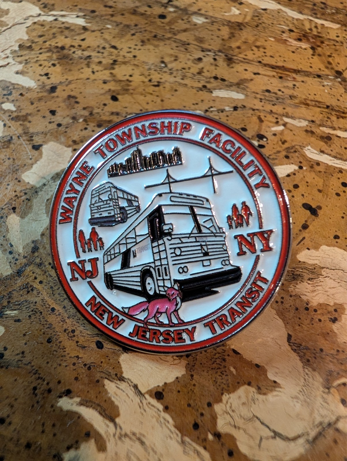 NJ Transit Soft Enamel Lapel Pin 1.25″ Wayne Garage Logo [NEW]
