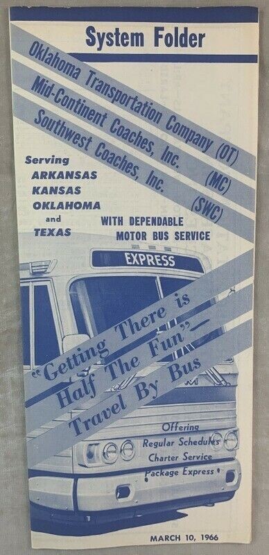 (Lot of 10) Original 1960s Bus Coach Timetables Oklahoma MKO Lines OT MC SWC