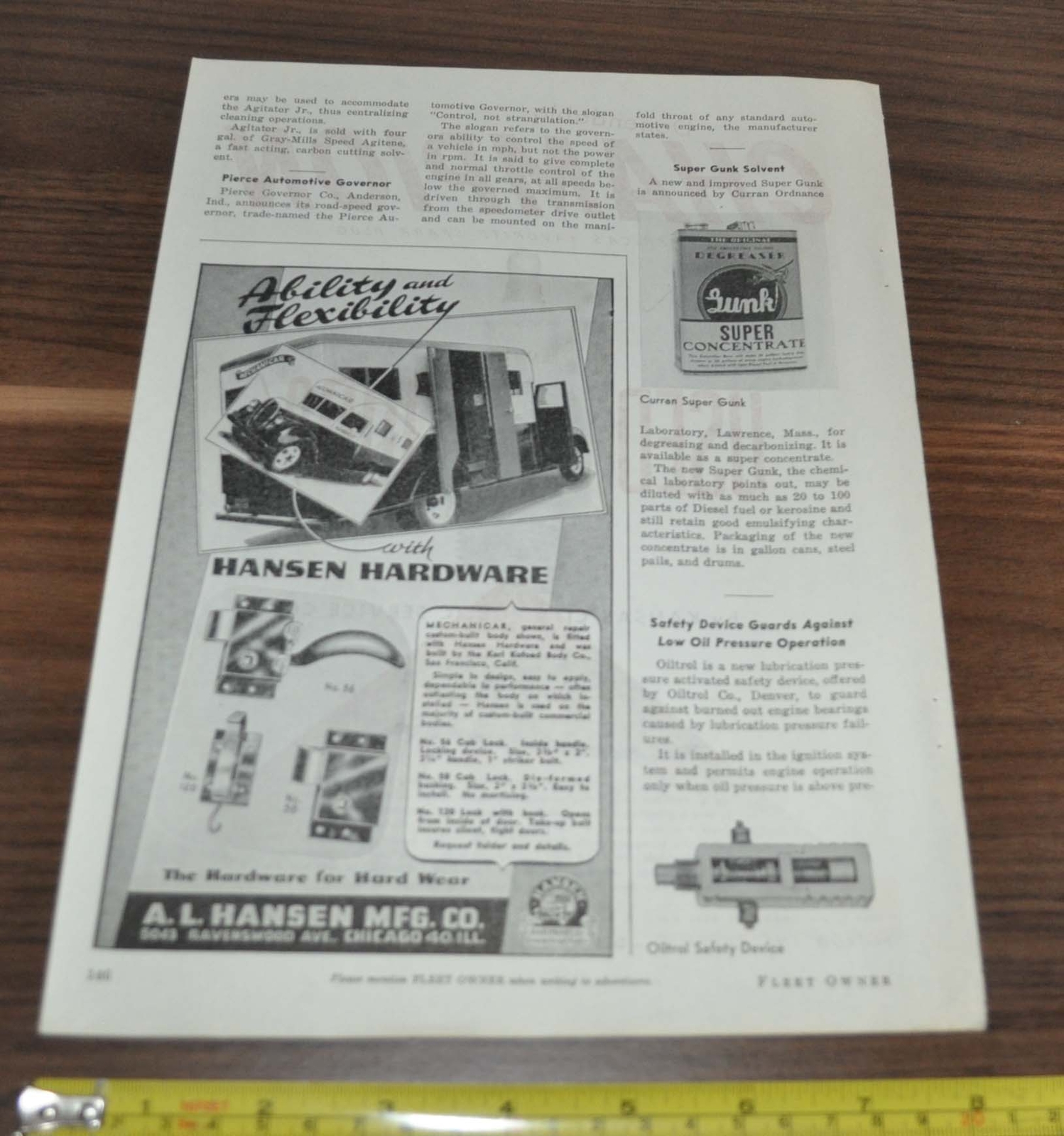 1947 Twin Coach Bus Ad Kansas City Champion Spark Plug Hansen Truck Hardware