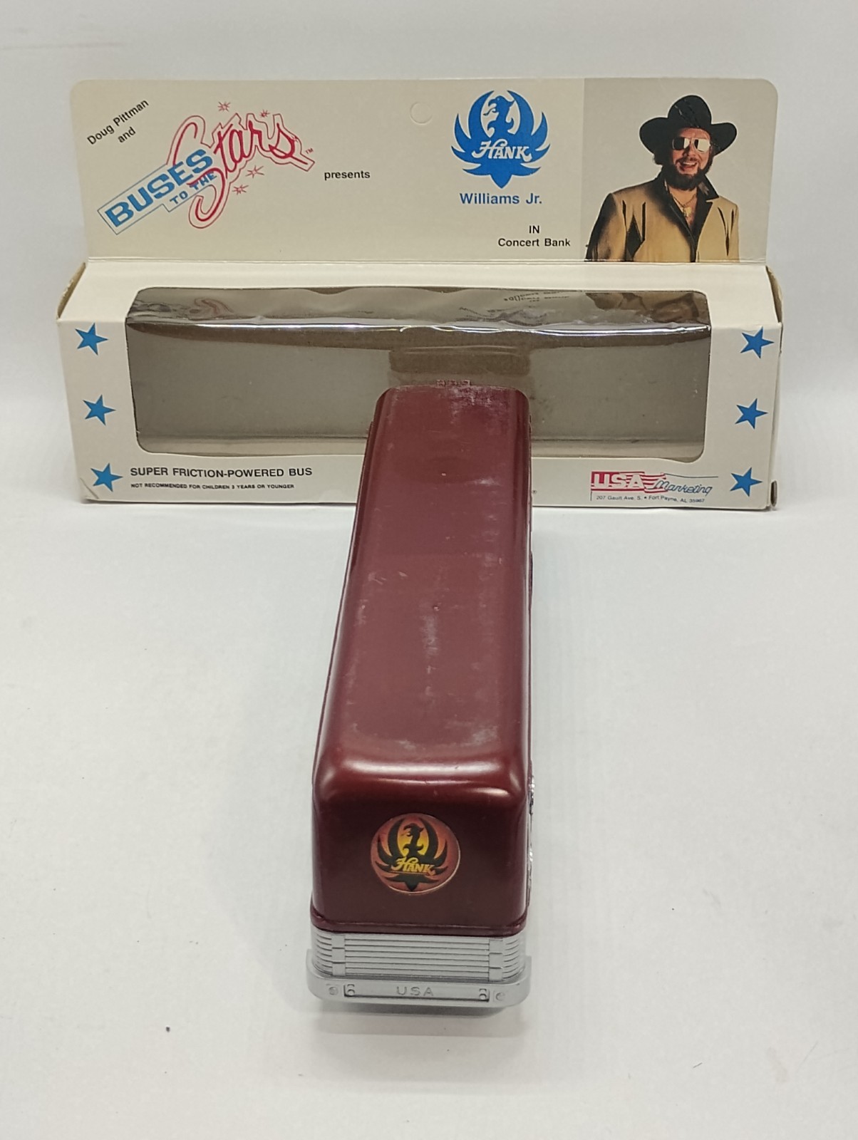 Busses To The Stars Hank Williams Jr. Super Friction Powered Bus Toy Bank