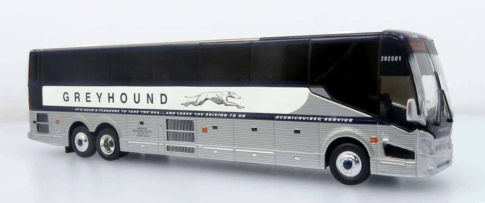 New! Prevost H-345 Greyhound New York Vintage Livery 1/87 Scale Iconic Replicas