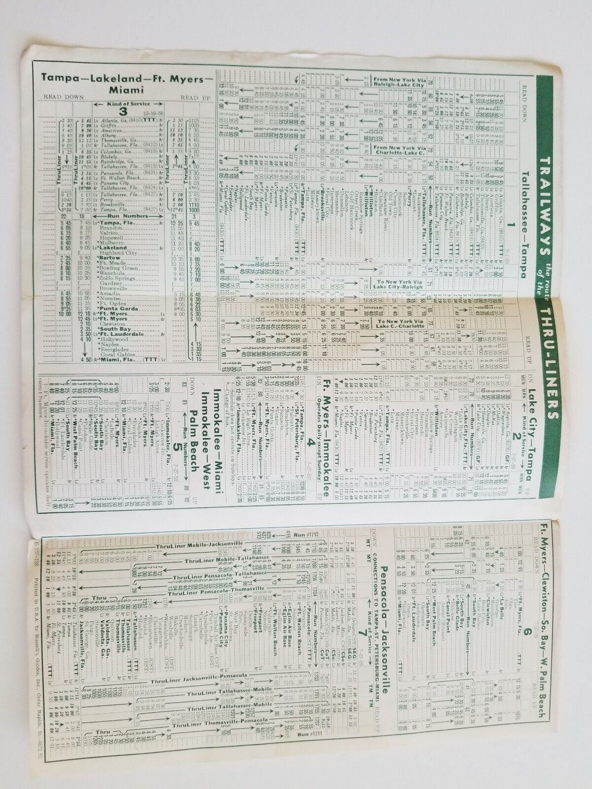 Travel via Tamiami Trailways 1959 Florida Bus Time Table Advertisement Brochure