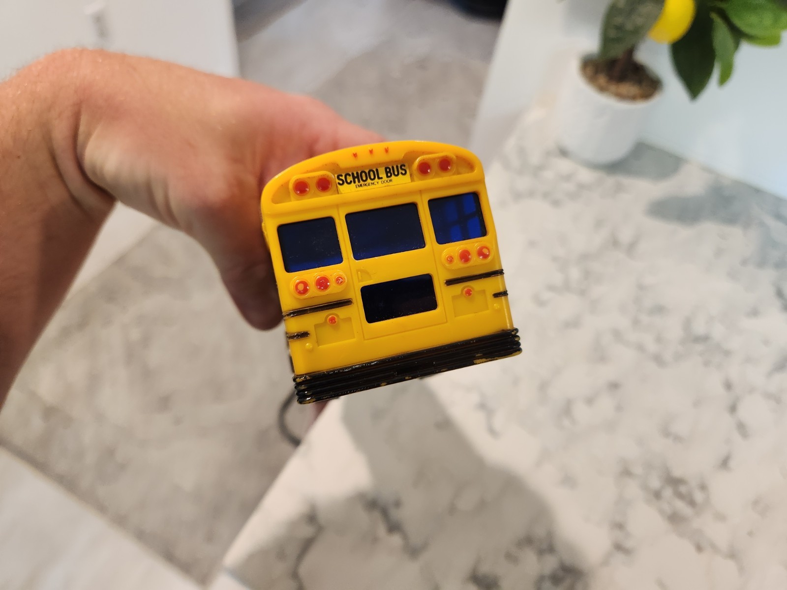 Vtg Yellow Blue Bird School Bus Jimson No. 330 Coin Bank Plastic 10” With Plug