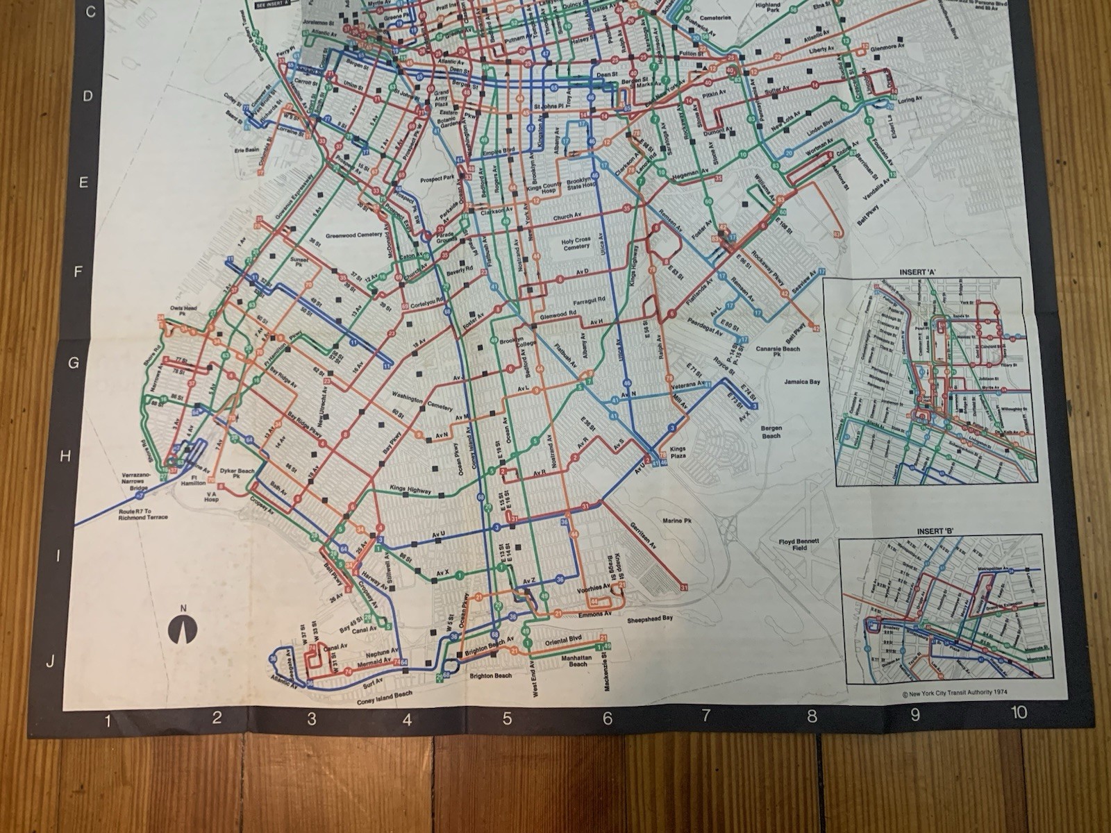 BROOKLYN BKLYN NEW YORK CITY NYC BUS GUIDE MAP 1974 ORIGINAL TRANSIT URBAN ART