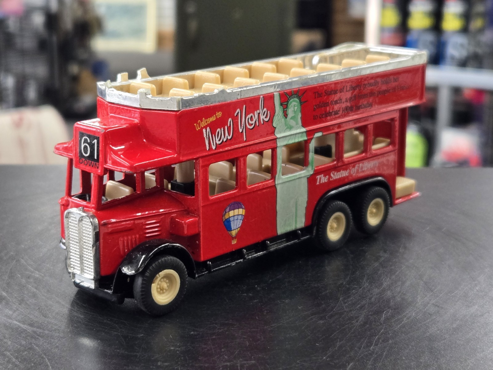 Vintage New York Statue of Liberty Double Decker Toy Bus Model SS5855 China