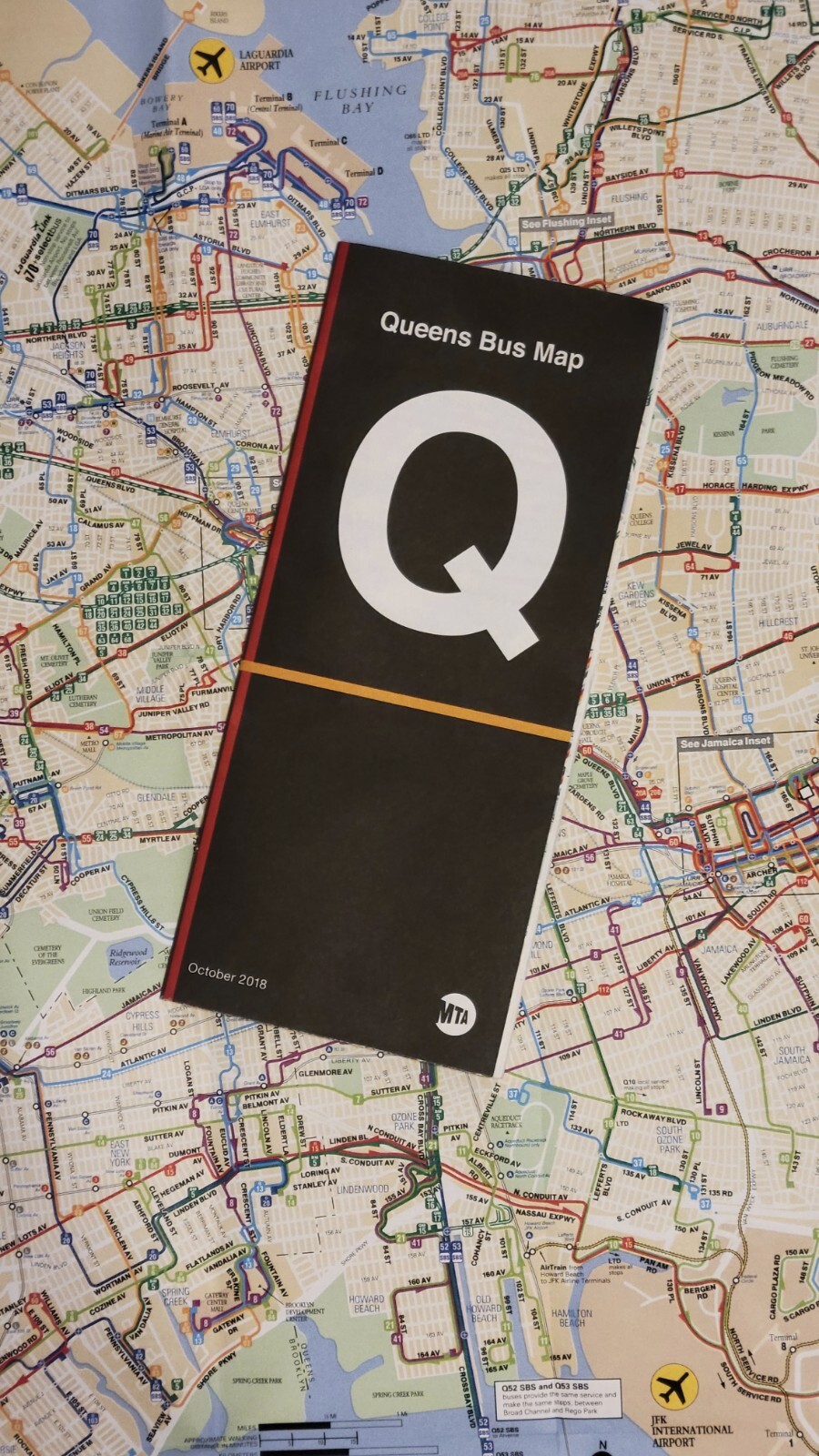 New York City MTA Transit NY QUEENS Bus Route Map Latest Version Full Brand New