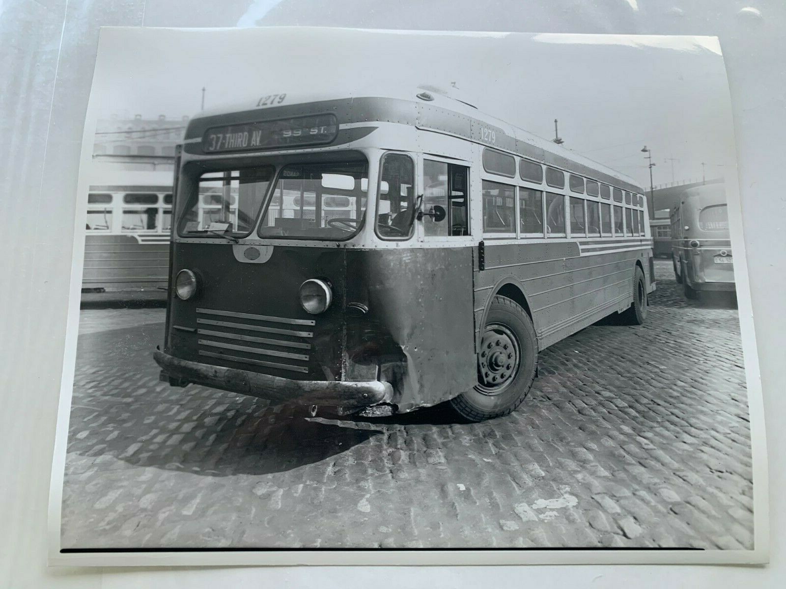 NYC NY TRANSIT BUS #1279 99TH STREET THIRD AVENUE VINTAGE BLACK WHITE PHOTOGRAPH