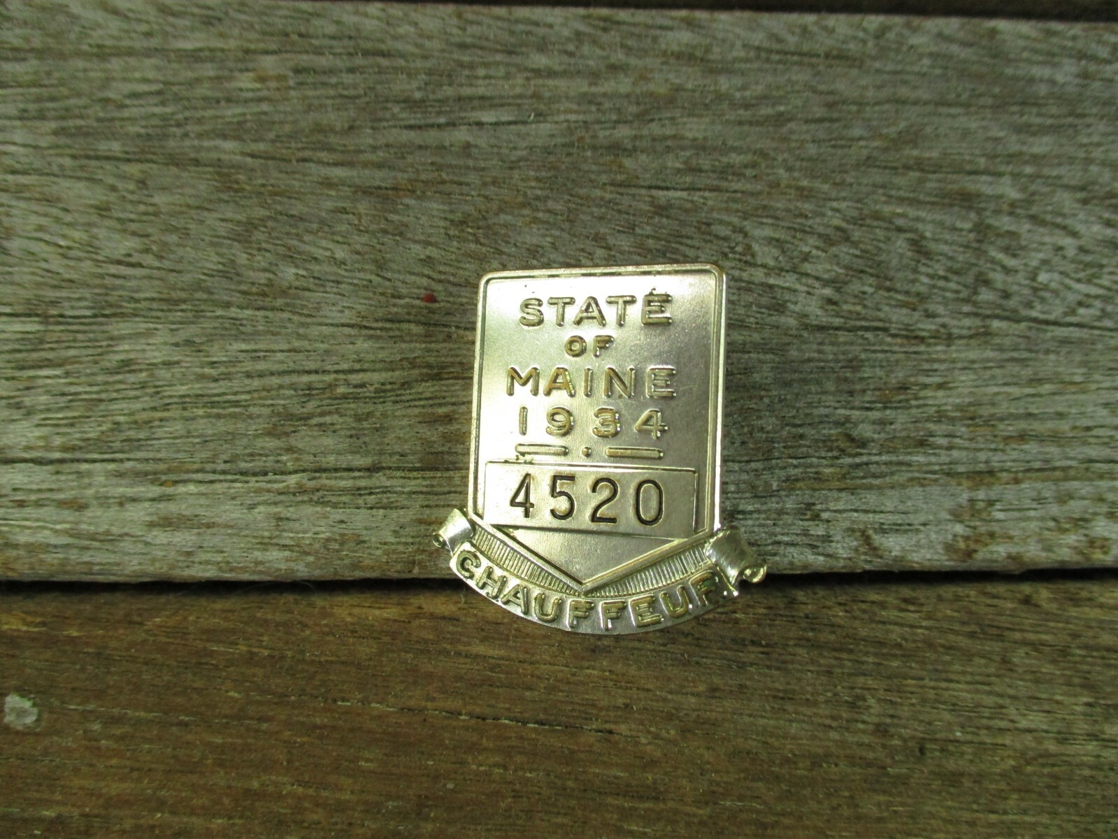 VINTAGE.”1934 MAINE”-CHAUFFEUR PIN BADGE CDL EMPLOYEE ID DRIVER LICENSE#4520