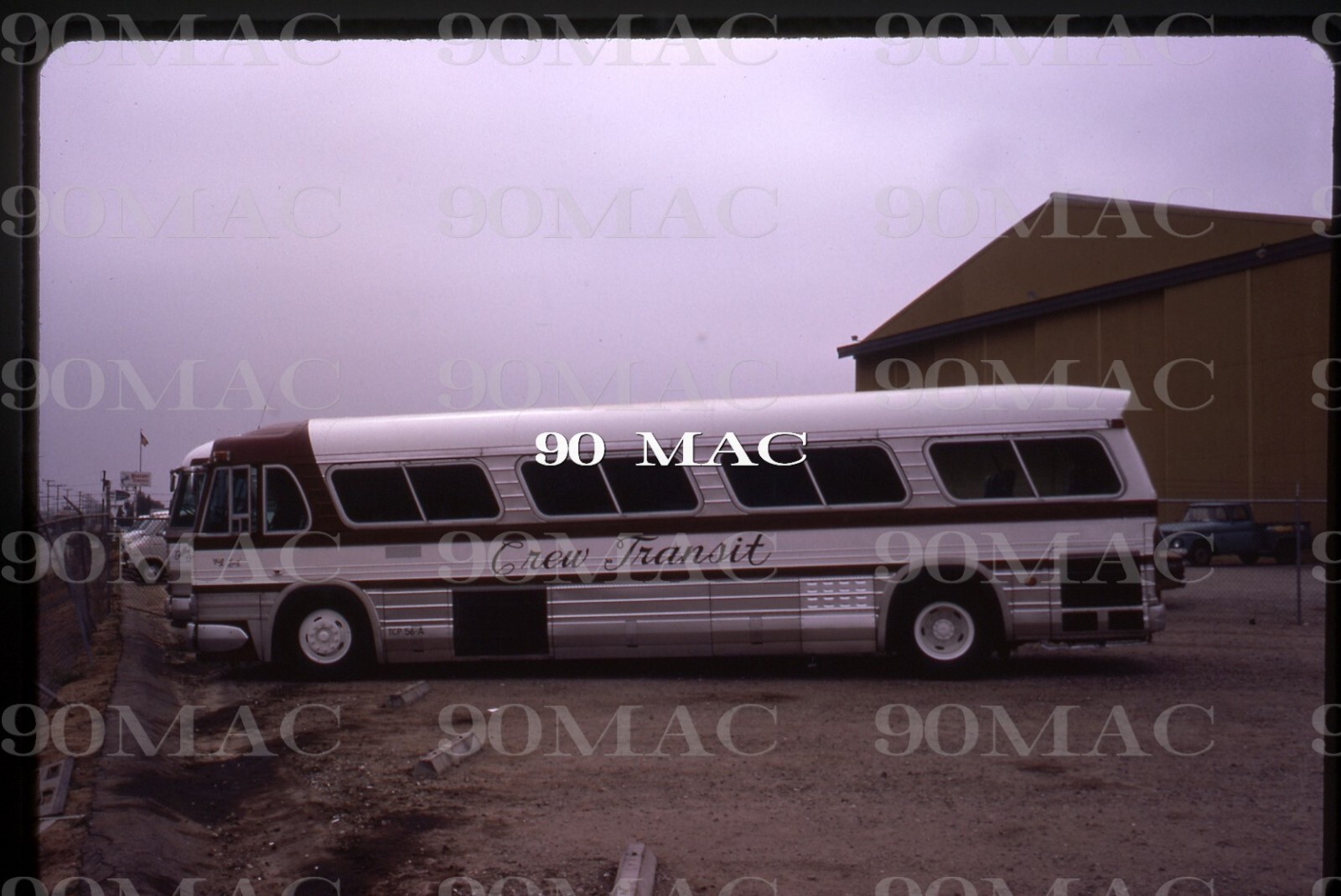 CREW TRANSIT. GM COACH PD4106 BUS. LAX (CA). Original Slide 1974.